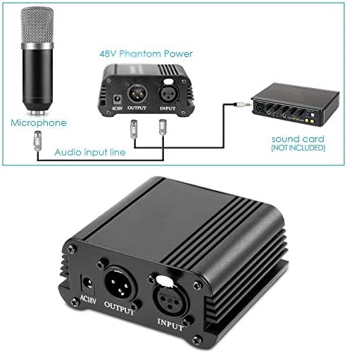HGVVNM Kondenzátor Mikrofon&Ollós Kar Állvány Kábel+Rögzítő Bilincs& Pop Filter&48V Fantom Tápegység