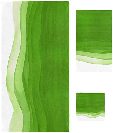 Ombre Zöld-Fehér Akvarell Törölközőt a Fürdőszoba Szett - Luxus Mikroszálas Törölköző Ajándékok Nőknek, Gyors Száraz Strand