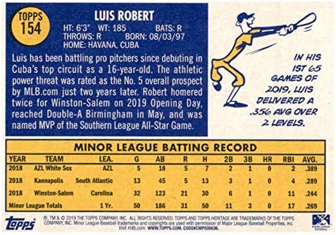 2019 Topps Örökség Kiskorúak 154 Luis Robert RC Újonc Birmingham Bárók Baseball Trading Card