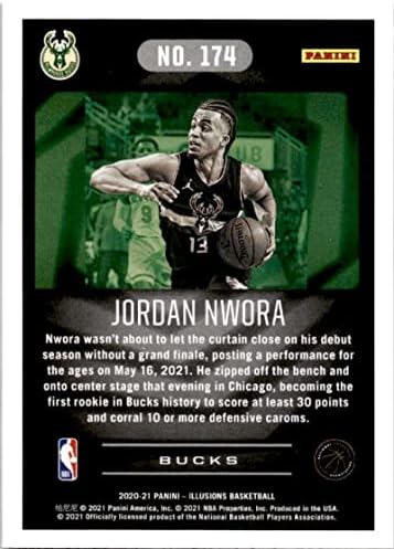 2020-21 Panini Illúziók 174 Jordan Nwora RC Újonc Milwaukee Bucks NBA Kosárlabda Trading Card