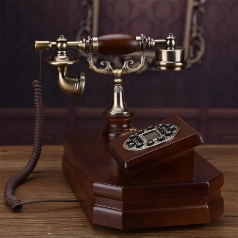 ZLXDP Antik Vezetékes Telefon Régimódi Mechanikus Bell Lelkipásztori Retro Home Office Tömör Fa Vezetékes Telefon (Szín :
