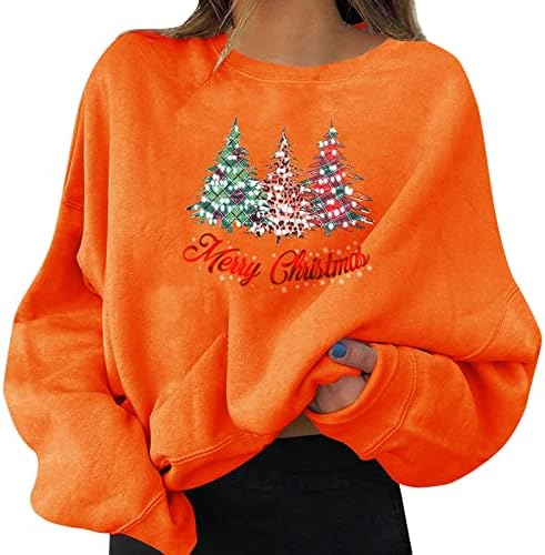 BEUU Nők karácsonyfa Nyomtatás póló Pulóver Hosszú Ujjú Sleeve Melegítőfelső Alkalmi Karácsonyi Ünnep Sleeve Maximum