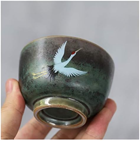Kerámia Teáscsésze Kézzel készített Daru Tea Csésze Kínai Kung-Fu-Kupa 70 ml (Szín : Zöld)