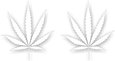 2 Matt Fekete Cannabis Levél Matricák Matricák Marihuána Pot Levél Bong Zászló Vinil Jármű Matrica, Matricák (Matt Fekete)