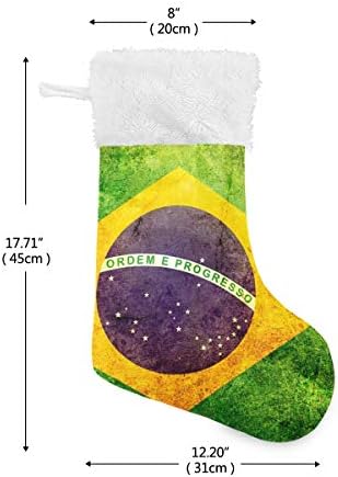 PIMILAGU Retro Brazil Zászló Karácsonyi Harisnya, 1 Csomag 17.7, Lógó Harisnyák, a Karácsonyi Dekoráció