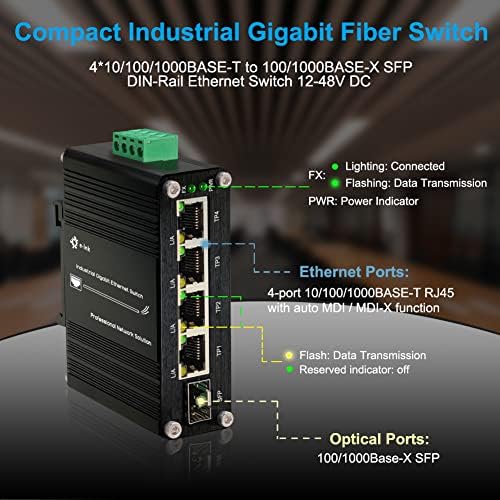Throncom Ipari Gigabit 4 Port Ethernet Kapcsoló Edzett 10/100/1000Mbps Optikai Kapcsoló 100/1000 MÉTEREN Adaptív SFP Slot