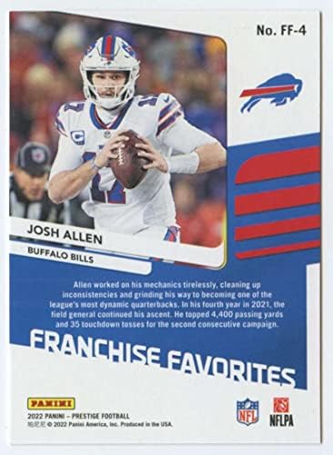 2022 Panini Prestige Franchise Kedvencek 4 Josh Allen Buffalo Bills NFL Labdarúgó-Trading Card
