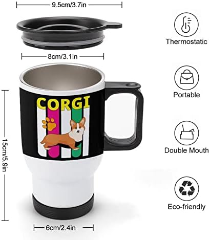 Aranyos Corgi 14 Oz Utazási Bögre Szigetelt Rozsdamentes Acél Kávét, mint egy Kezelni Újrafelhasználható Pohár Tea Csésze