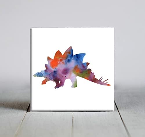Stegosaurus Absztrakt Művészeti Akvarell Díszítő Mozaik (6 X 6 Keretes)