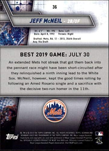 2019 Bowman Legjobb 36 Jeff McNeil RC Újonc New York Mets MLB Baseball Trading Card
