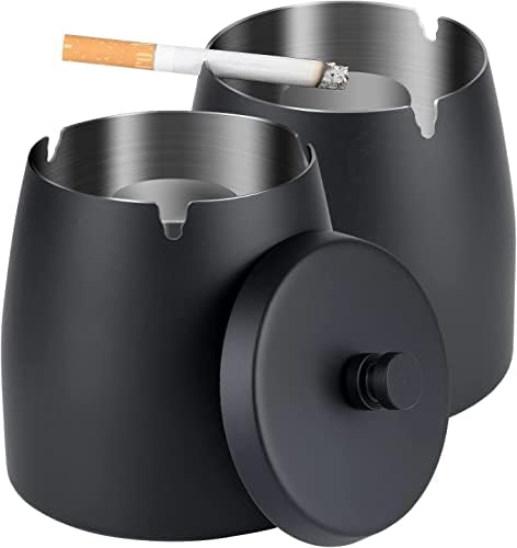 Csomag 2 Szabadtéri Cigarettát a Hamutartó Fedelét, Füstmentes Rozsdamentes Acél hamutartót Tartozó Szélálló Szag Bizonyíték