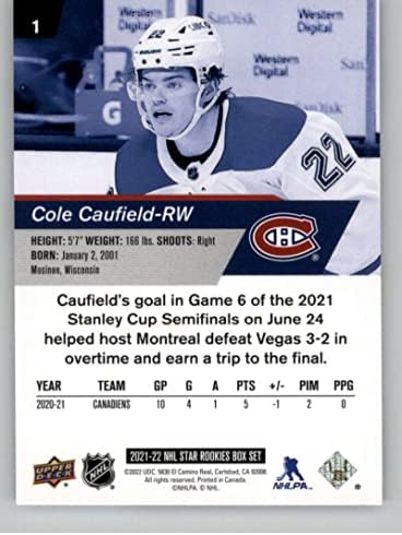 2021-22 Felső szint NHL-Sztár Újoncok Box Set 1 Cole Coffel Montreal Canadiens Hivatalos NHL Jégkorong Kártya a Nyers (NM