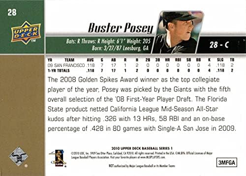 2010 Felső Szint Baseball 28 Buster Posey Újonc Kártya