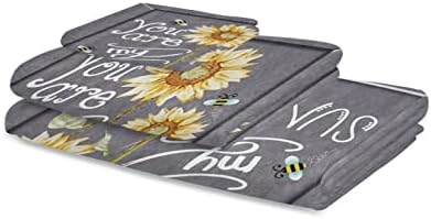 Chees D Zóna Törölközőt Készletek,Napraforgó Méh Nyári Virágos Art Fürdőszoba Puha Törölköző kéztörlő Kendő Pamut Törölköző