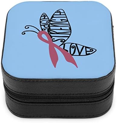 A mellrák Pillangó Női Prémium Utazási Kis Ékszeres Doboz, Nyaklánc, Gyűrű, Tároló Szervező Mini vitrin