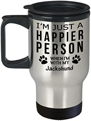 Kutya Szerető Utazási Bögre - Boldogabb Ember A Jackshund -Kisállat-Tulajdonos Mentő Ajándékok