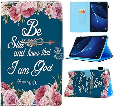 Galaxy Tab Egy 8.0 2019 Esetben,Bibliai Vers Zsoltárok 46:10 Rózsaszín Virág Tárca PU Bőr Állni, Folio Slim Smart Auto Sleep/Wake