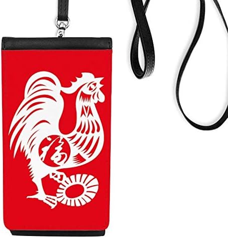 Év Kakas Állat Kínai Zodiákus Phone Wallet Pénztárca Lóg Mobil Tok Fekete Zseb
