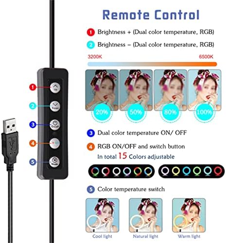 LEPSJGC RGB Gyűrű Fény háromlábú Állvány Telefon tulajdonosa Gyűrű LED Lámpa Élő Streaming Videó Smink Gyűrű Fény Lő (Szín