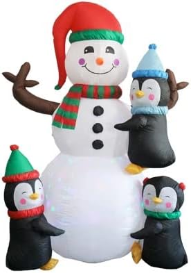 EESLL Felfújható Karácsonyi Díszek Kültéri Karácsonyi Felfújható Hóember Pingvin Színes Forgó Fény Felfújható Játék, Kerti