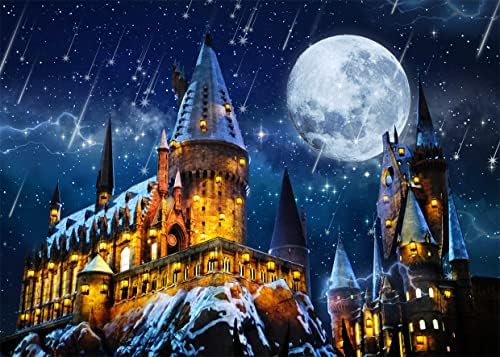LYCGS 7X5FT Halloween Hátteret Magic Castle Iskolai Hátteret Varázsló Háttér Éjjel a Hold Háttérben Gyerekek Szülinapi Buli