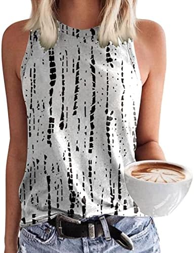 A nők Sleeve Tartály Tetejét Ujjatlan T-Shirt 2023 Nyári Alkalmi Laza Fit Alap Ing, Divat Csíkos Nyomtatott Blúzok