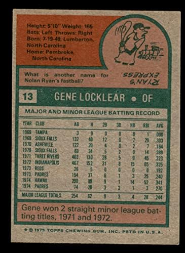 1975 Topps 13 Gén Locklear San Diego Padres (Baseball Kártya) VG/EX Padres