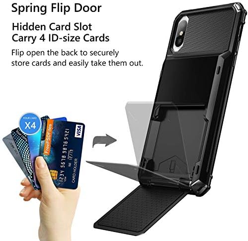 Vofolen iPhone Xs Tárca Esetben iPhone X Fedezze Hitelkártya Birtokos 4-Kártya Foglalat karcálló Dual Layer Védő Lökhárító