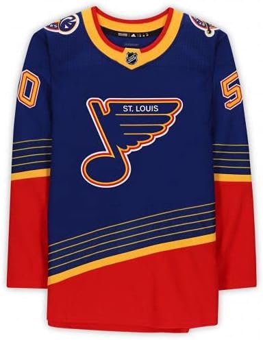 Jordan Binnington St. Louis Blues Dedikált 90-es évek Retro Adidas Hiteles Jersey - Dedikált NHL-Mezek