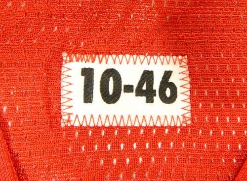 2010-ben a San Francisco 49ers 47 Játék Kiadott Piros Mez 46 DP28818 - Aláíratlan NFL Játék Használt Mezek