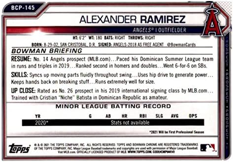 2021 Bowman Chrome Kilátások BCP-145 Alexander Ramirez 1. Bowman Kártya Los Angeles az Angyalok MLB Baseball Trading Card