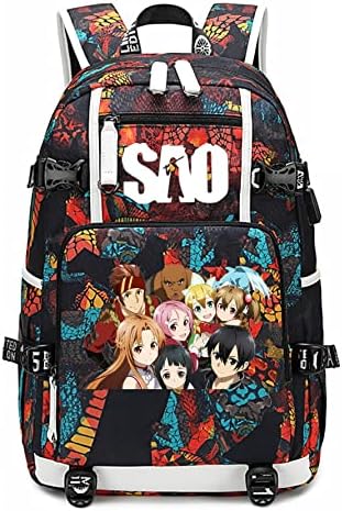 ISaikoy Anime Kard Art Online Hátizsák Bookbag Daypack Iskola Táska Laptop Válltáska M10