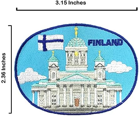 Egy-EGY 2 DB Csomag a Helsinki Katedrális Jelvény+Finnország Zászlót Kitűző, Tőke Javítás, Utazási Szuvenír DIY Hímzés, Vas-on/Sew-a