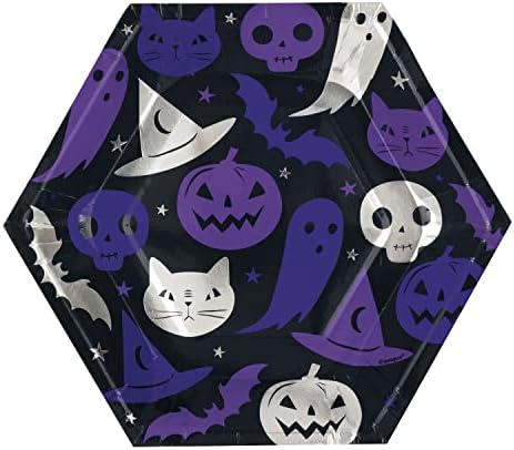 Spellbound Halloween Hatszög Alakú Desszert Tányér - 8.25 én Fólia Bélyegzés én Csomag 8