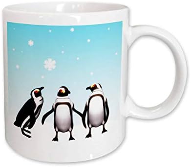 3dRose Pingvinek Játszik a Hóban Kerámia Bögre, 11-Uncia