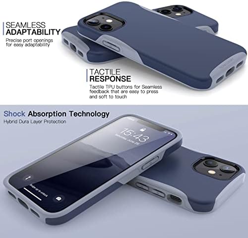 CSAPAT LUXUS Esetben Kompatibilis az iPhone 12 Mini 5.4, Heavy Duty Ütésálló Hibrid Védő Fedél Telefon (Sötét Navy Kék/Szürke)