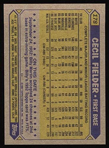 1987 Topps 178 Cecil Elkapó, Toronto Blue Jays (Baseball Kártya) NM/MT Blue Jays