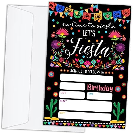 RLCNOT Születésnapi Meghívók, Kártyák Borítékok Készlet 20 - Fiesta Mexikói Szülinapi Meghívók Gyerekeknek, a Fiúk vagy a