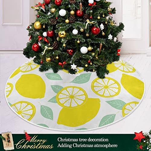 Oarencol Citrom karácsonyfa Szoknya 36 hüvelyk Sárga Gyümölcs Zöld Levelek Karácsonyi Ünnepi Parti Fa Mat Dekoráció