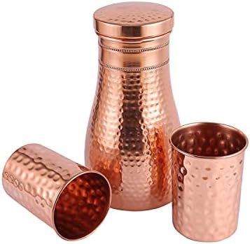 Aatm Réz Kézműves Kalapált Hálószoba Jar, 2 üveg Matt Kivitelben Evőeszközökkel Drinkware Legjobb Otthon & Iroda Dekoráció