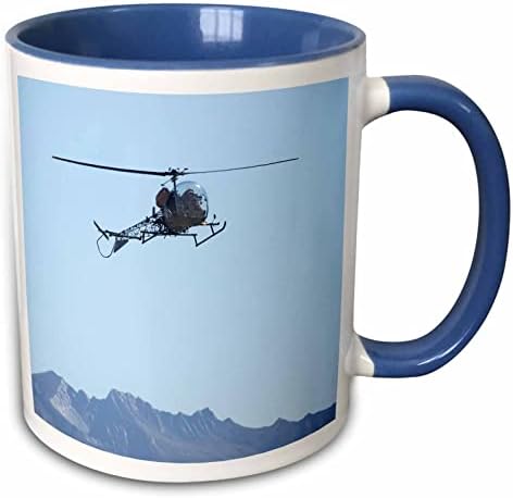 3dRose mug_76039_6 Új-Zéland, Warbird, Wanaka, Vintage Bell 47 Helikopter-AU02 DWA5999 - David Fal kétszínű Kék Bögre, 11