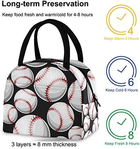 Szigetelt ebéd bag Női Baseball-Softball Grafika Nagy Szivárgásmentes Ebéd Táska vállpánt dolgozni a Férfiak