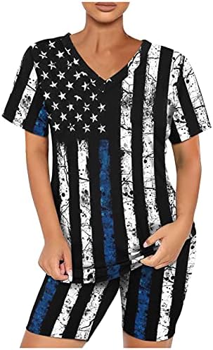 Női Amerikai Zászló Maximum július 4-én Ujjatlan/Rövid Ujjú Nyakkendő Festék, Nyomtatás, Póló, Alkalmi Függetlenség Napja
