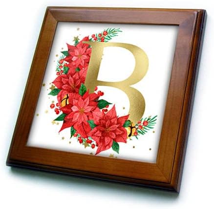 3dRose Elegáns Kép Arany Monogram Kezdeti B Mikulásvirág Virágos - Keretes Lapok (ft-371271-1)