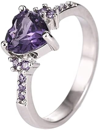 2023 Új Gyémánt Cirkon Szív Alakú Ametiszt Gyűrű Női Stílus Cirkon Gyűrű ékszer Ékszer Tini (Sötét Kék, 9)