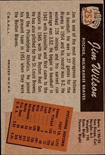 1955 Bowman 253 Jimmy Wilson Milwaukee Bátrabbak (Baseball Kártya) Dean Kártyák 5 - EX Bátrabbak
