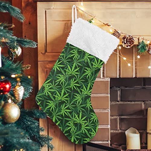 HJJKLLP Zöld Fű, Levelek Nyomtatása Karácsonyi Harisnya Nagy Candy Harisnya apró ajándékom a Gyerekek Aranyos, Személyre