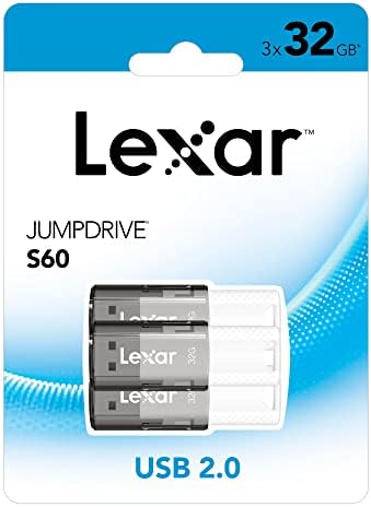 Lexar® JumpDrive® S60 USB 2.0 Flash drive, 32GB, Fekete, Csomag 3 Flash Meghajtók, LJDS60-32GB3NNU