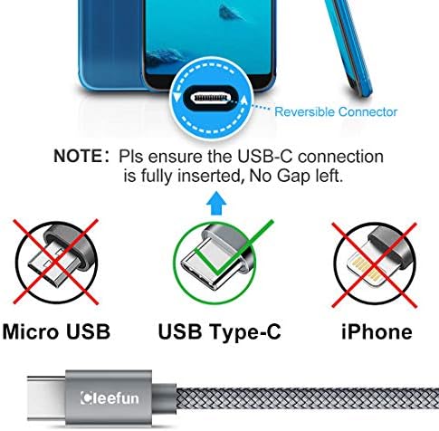 CLEEFUN 5-Pack USB-C Kábel gyorstöltés [3/3/6/6/10 ft], Fonott Nylon Típus C Töltő Töltő Kábel Kompatibilis a Samsung Galaxy