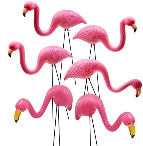 GiftExpress Készlet 6, Kis Rózsaszín Flamingó Udvar Dísze/Mini Gyep Flamingo Díszek/Rózsaszín Flamingó Kert Udvar Dekoráció